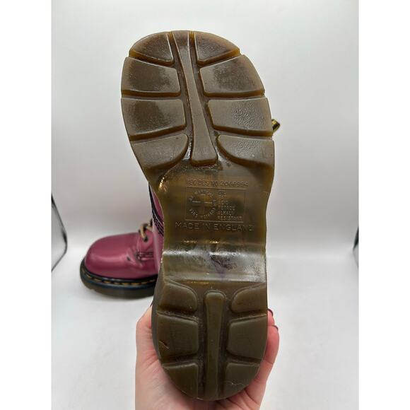 Vintage Dr Martens 8795 RED MADE IN ENGLAND leather Metallic boots England WM 8 - Picture 11 of 12